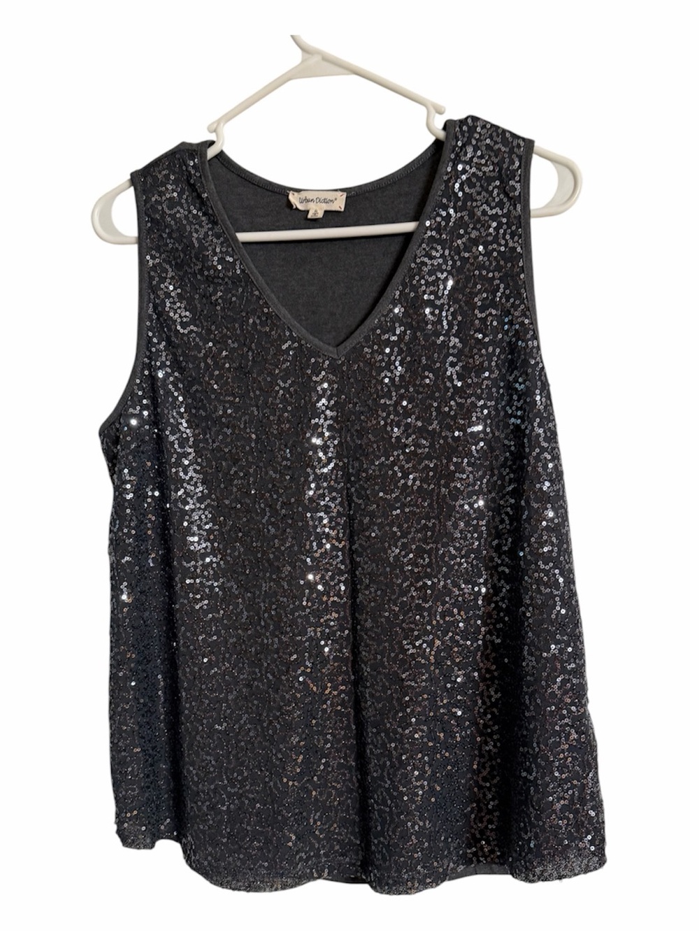 Urban Diction Gray/Silver Sequin V-Neck Camisole/Tank  Top Size XL